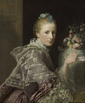 Margaret Lindsay, the artist's wife, turning from a vase of flowers, painted by Allan Ramsay about 1758