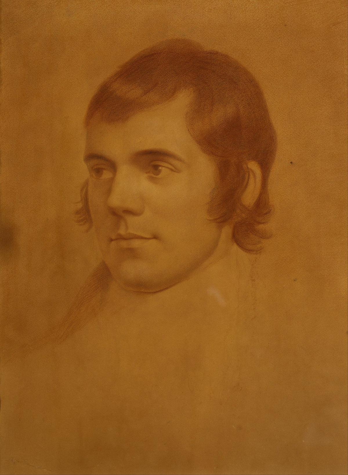 Red chalk portrait of Robert Burns by Archibald Skirving