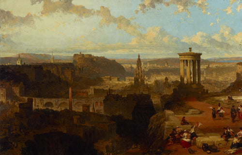 Edinburgh from Calton Hill in 1858 by David Roberts, the Old Town running west to the castle