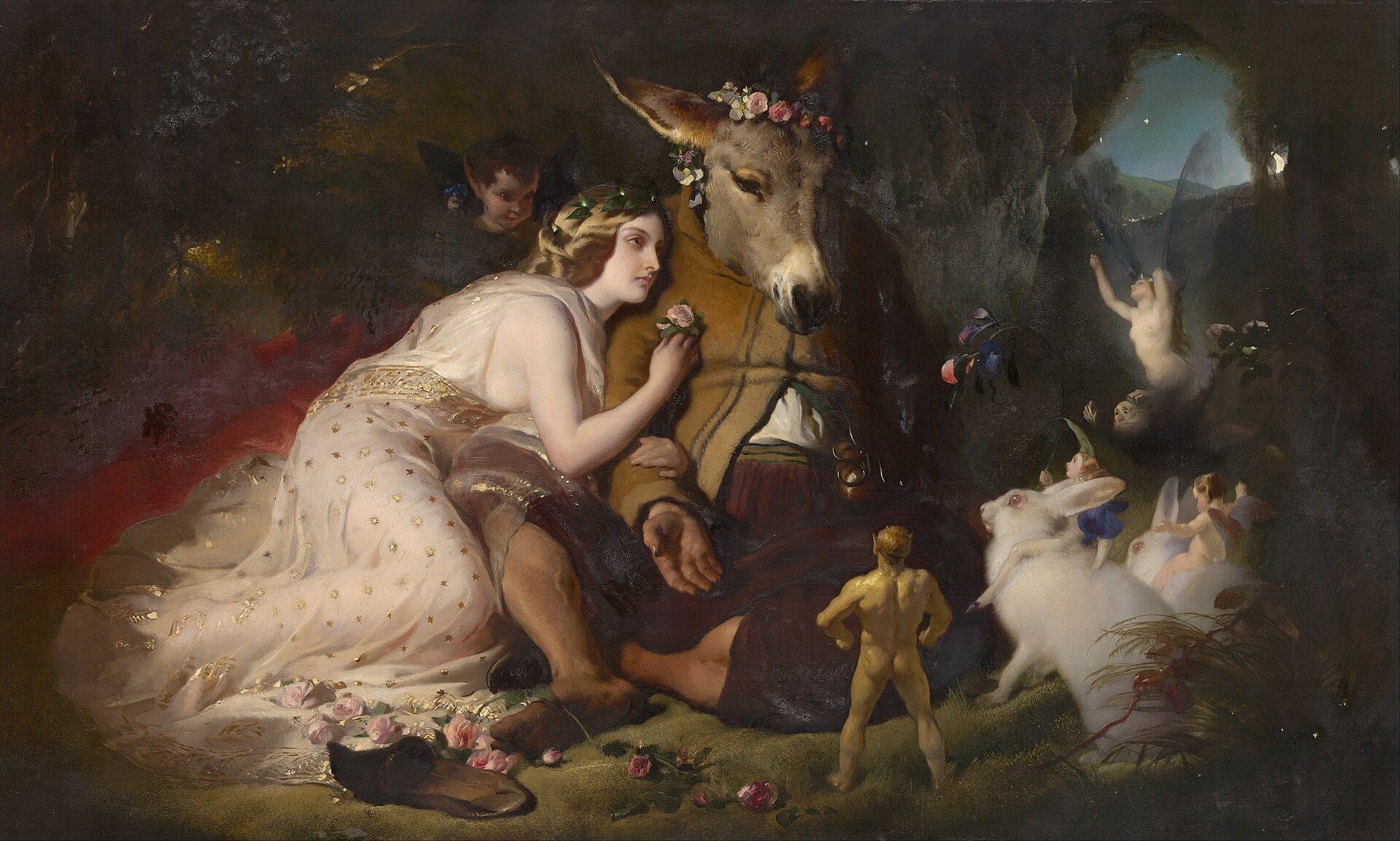 Scene from A Midsummer Night's Dream: Titania and Bottom by Edwin Landseer