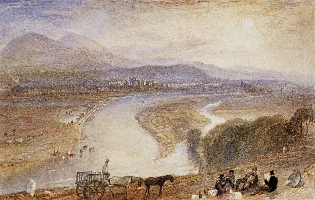 Melrose Abbey and the River Tweed with the Eildon Hills behind, watercolour by J. M. W. Turner