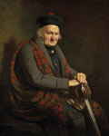 Patrick Grant, Jacobite veteran of Culloden, as an old man in tartan and white bonnet, painted by Colvin Smith