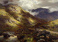 Cloud shadows crossing a Highland moor with sheep in the heather, Wandering Shadows by Peter Graham, 1878
