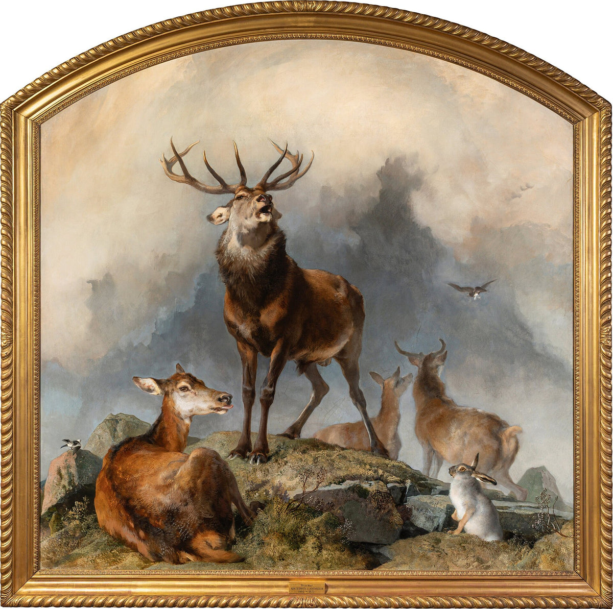 Scene in Braemar, red deer on the hill in Aberdeenshire, painted by Edwin Landseer in 1857