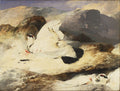 Ptarmigan on bare rock in a Highland landscape, painted by Edwin Landseer