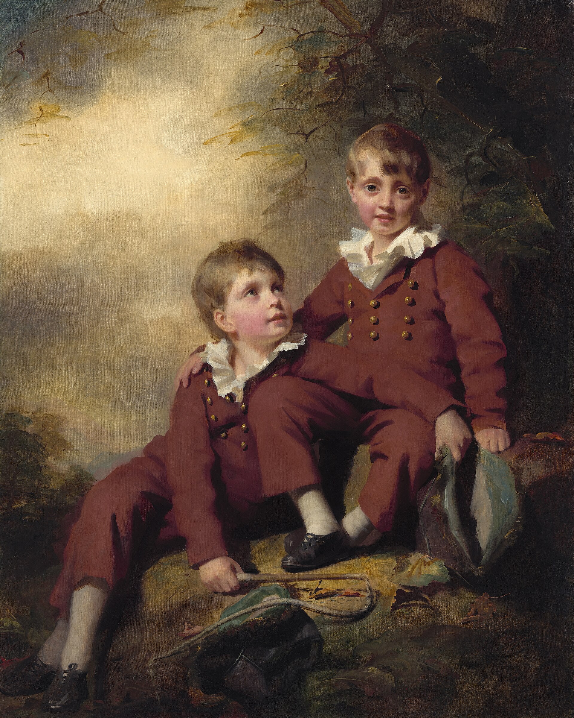 The Binning Children by Henry Raeburn, about 1811 — two children lit from a single high window