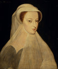 Mary, Queen of Scots in white mourning veil against a dark background, after Francois Clouet, about 1560
