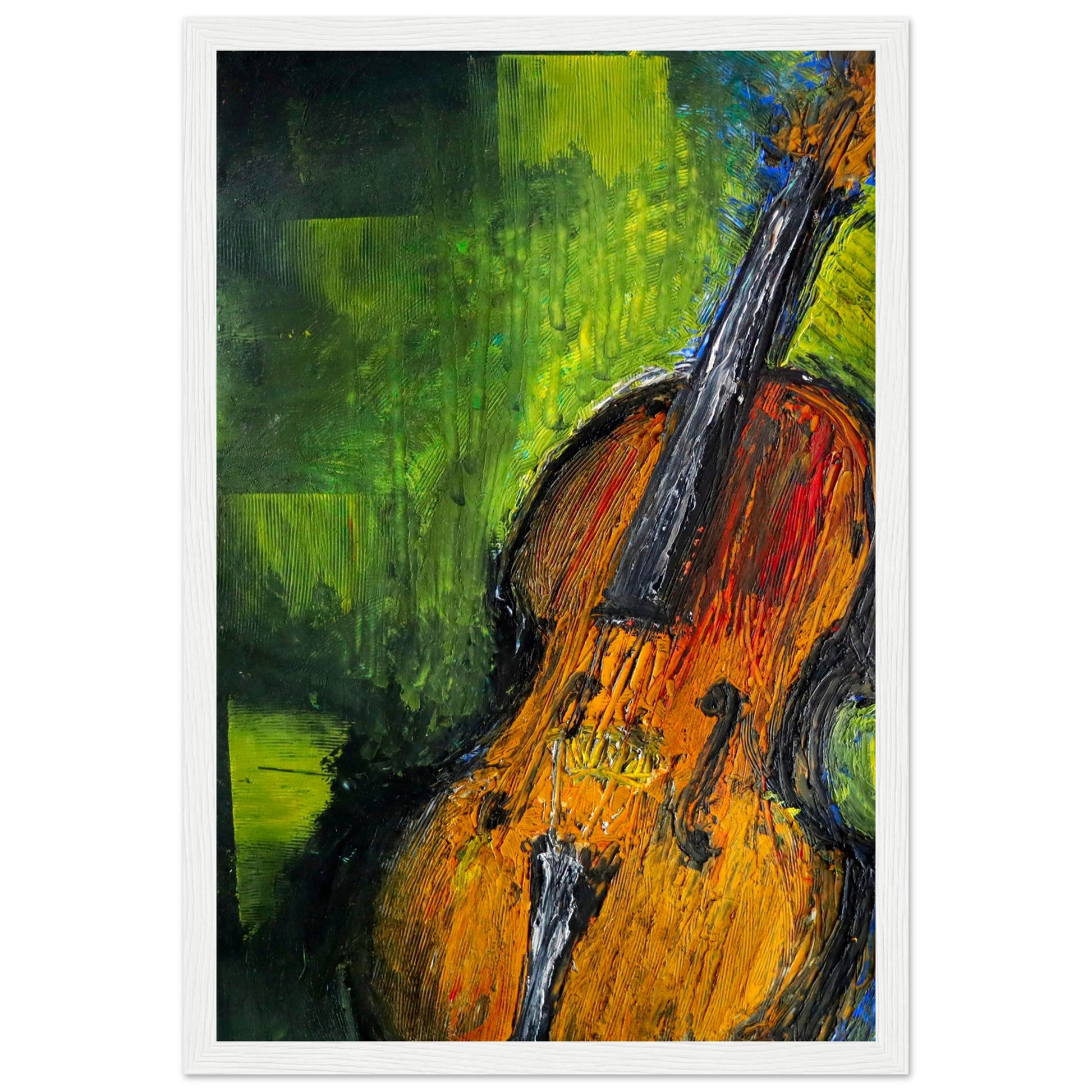 Old Irish Fiddle Art Print: Vibrant abstract design capturing the essence of traditional Irish music with a soulful fiddle. High-quality archival paper ensures longevity. Perfect for adding elegance to any space or as a unique gift for music lovers.