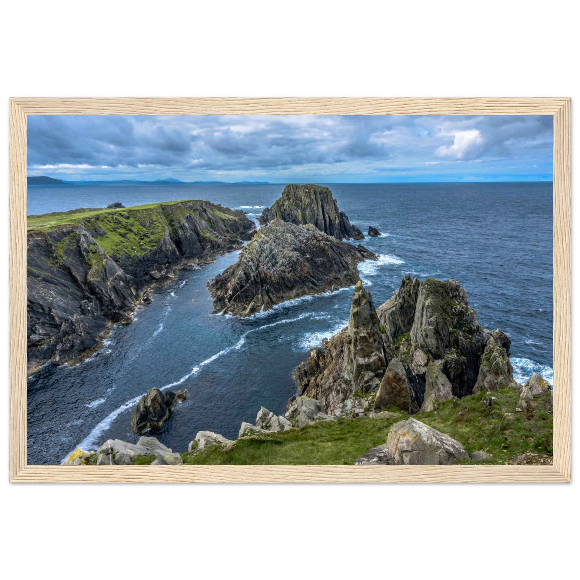 Captivating framed print showcasing the untamed beauty of Ireland's Inishowen Peninsula. Rugged cliffs, sweeping landscapes, and the raw allure of the Wild Atlantic Way.