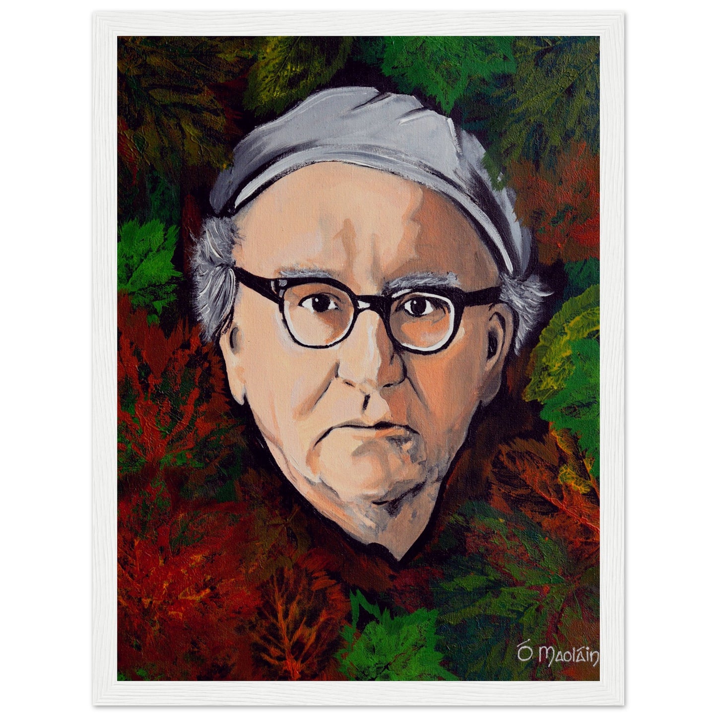 Framed fine art print of 'Let grief be a fallen leaf' by Irish artist Ó Maoláin, honoring Patrick Kavanagh's emotive poetry with detailed visual interpretation.