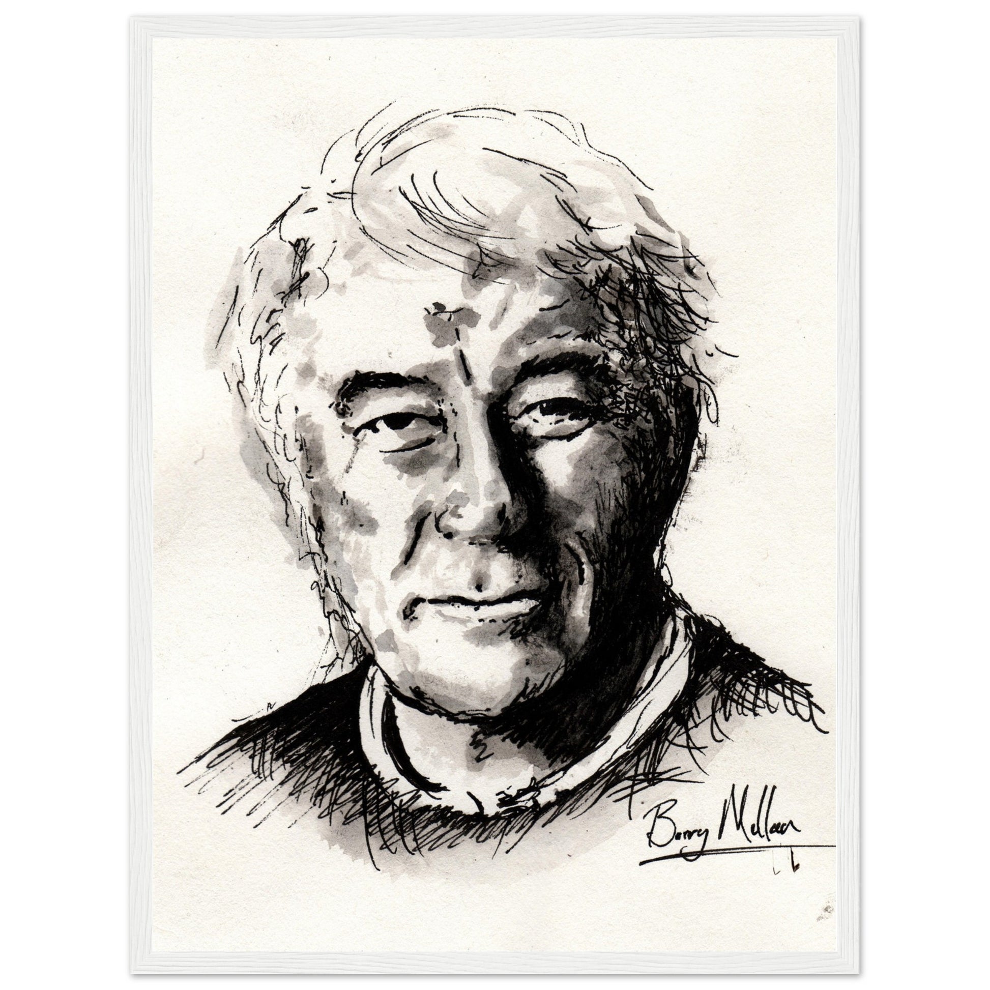 Irish Poet, Seamus Heaney, Black and White Portrait Framed Art Print Poster Direct From the Artist  Buy Irish Art