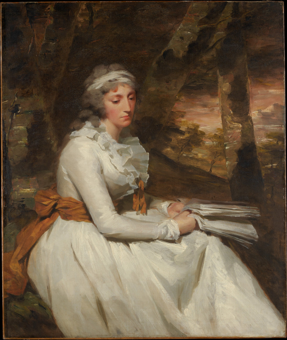 Portrait of Mrs Richard Alexander Oswald in white muslin, painted by Henry Raeburn about 1794