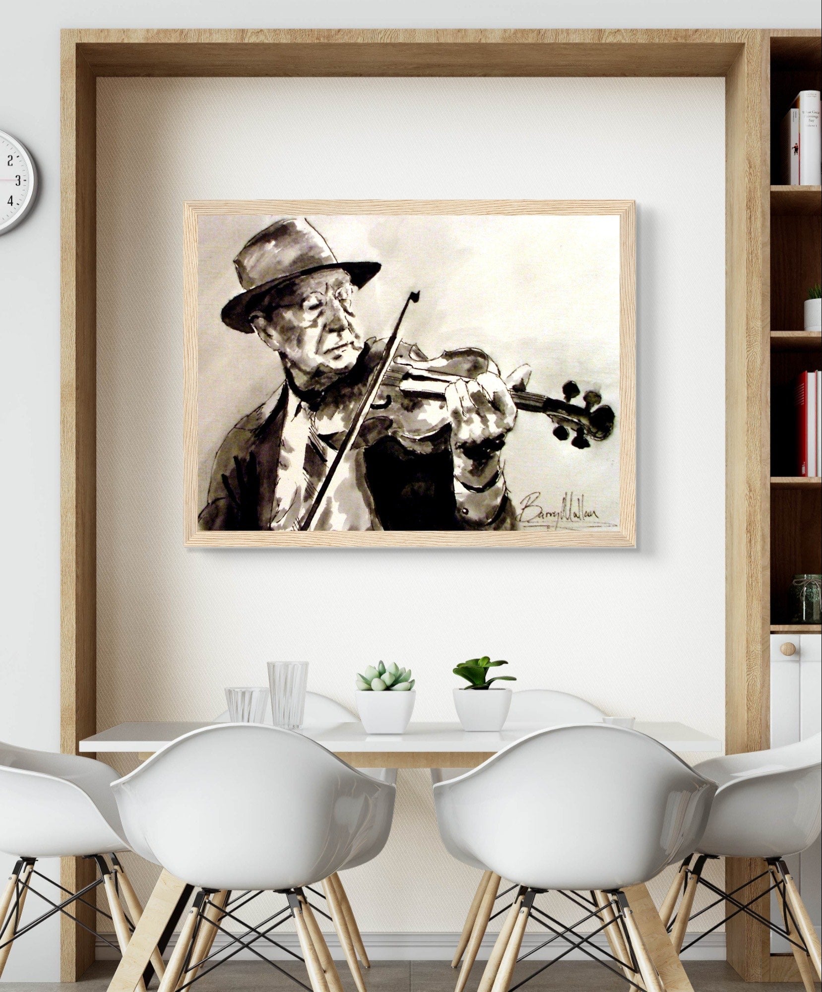 Old Irish Fiddle Player Print by local Irish artist B. Mullan. Traditional music print featuring a Celtic folk fiddle. Perfect decor for music lovers, violin enthusiasts, and those looking to buy Irish wall art. Ideal for gifts celebrating Ireland