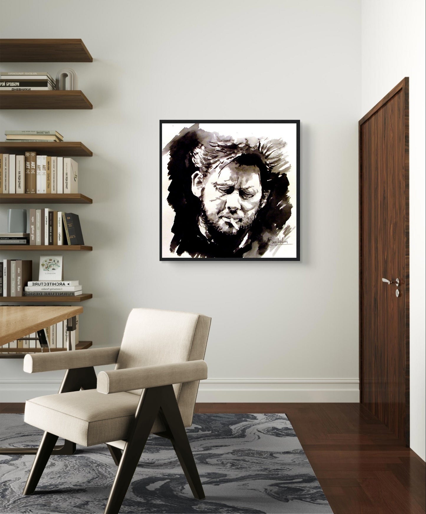 Framed Art print titled The Irish Rover featuring Shane MacGowan of The Pogues by artist B. Mullan. Embodies folk-rock spirit and Irish storytelling. Vibrant tribute to Shane MacGowan, perfect for fans and collectors of Irish music memorabilia.