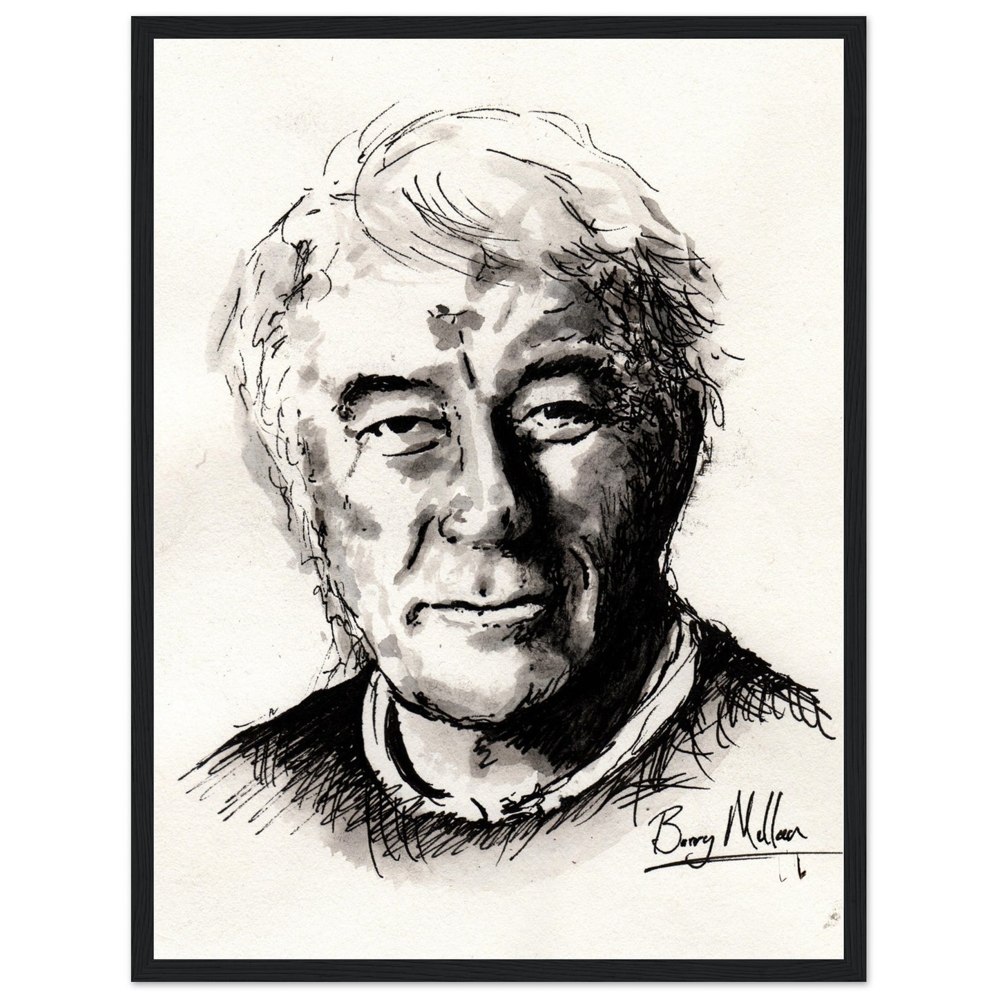 Irish Poet, Seamus Heaney, Black and White Portrait Framed Art Print Poster Direct From the Artist  Buy Irish Art