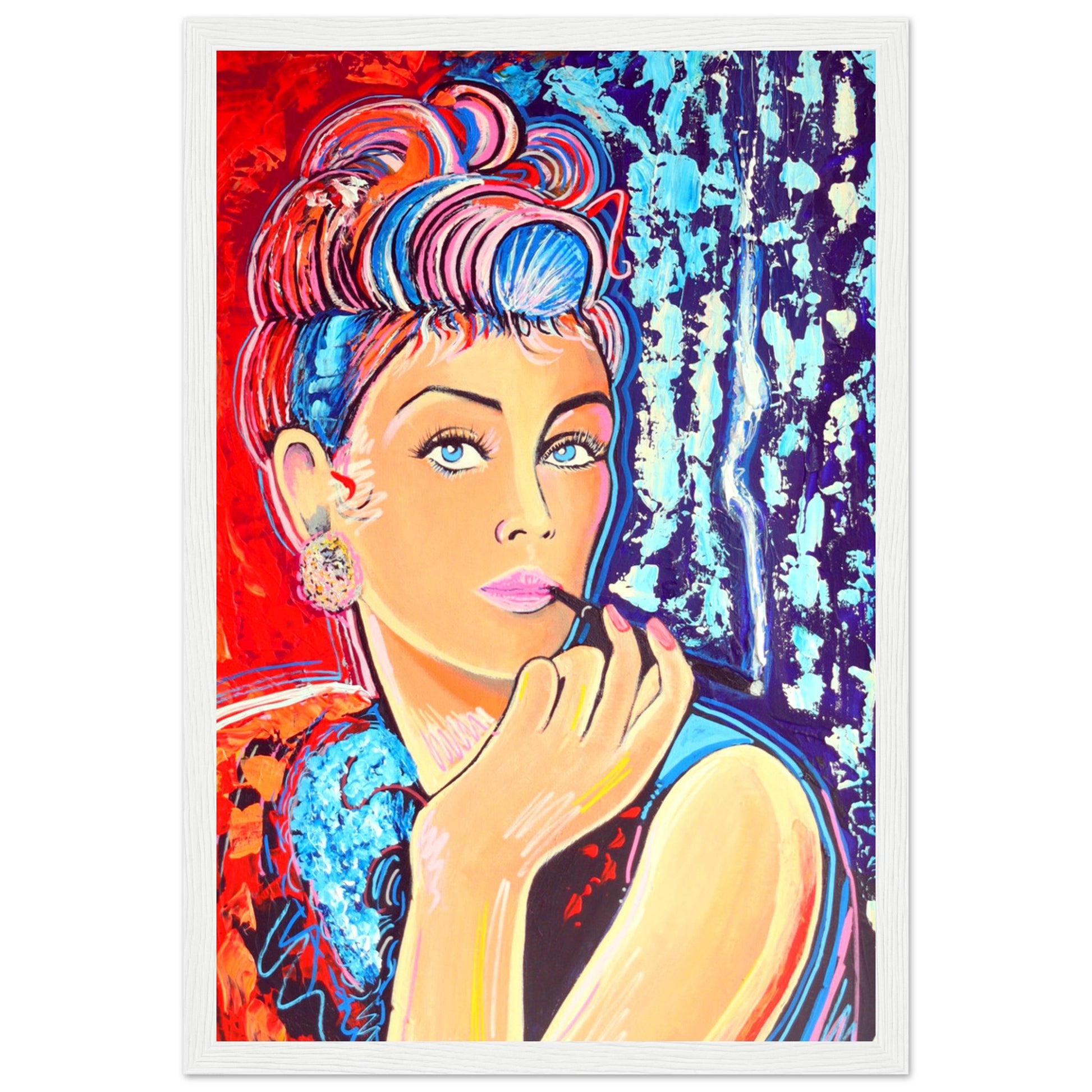 Breakfast at Tiffany's is a open edition framed wall art print by Irish Artist &nbsp;Ó Maoláin, it depicts the movie star Audrey Hepburn and it reminds us of the old romantic ideals of Hollywood, wrapped up in 1960s glitz and glam.