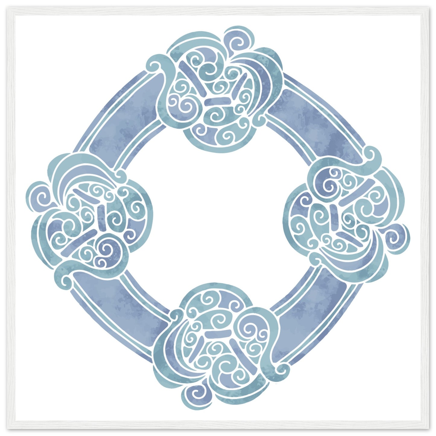 Watercolour Celtic Wheel Knot Blue Print