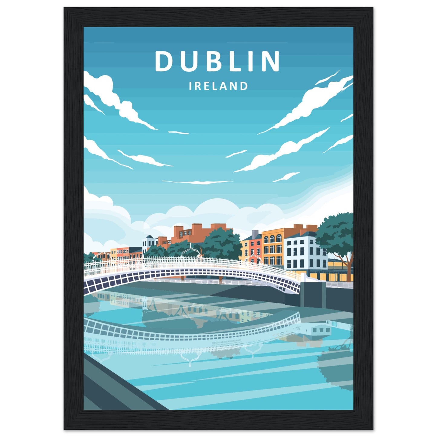 Dublin City Ireland Retro Travel Framed Art Print